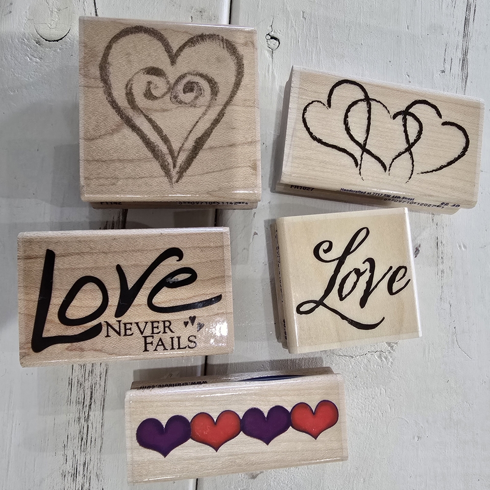 Love-Themed Wooden Stamps Set